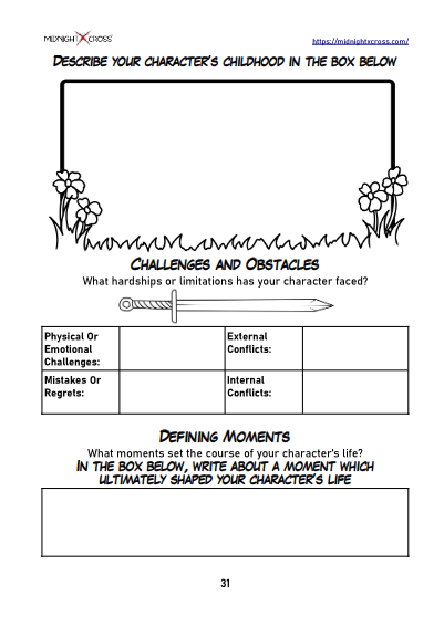Pro Character Creation Worksheet Preview 31
